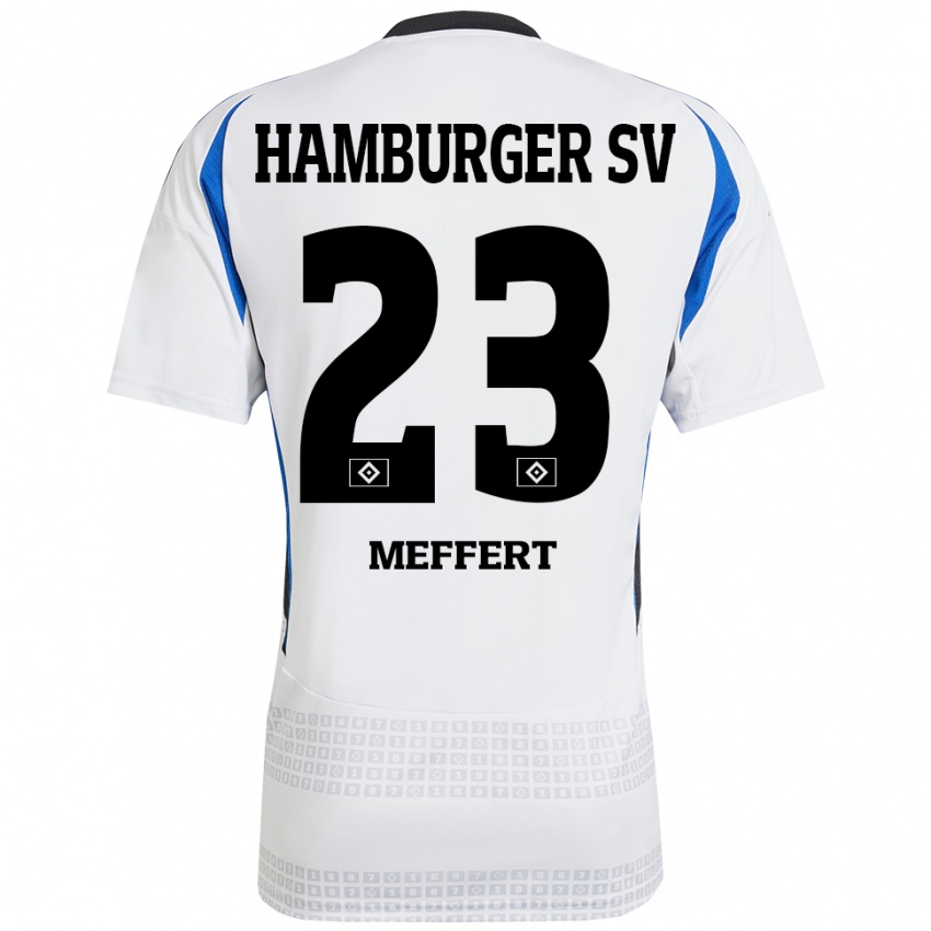 Dames Jonas Meffert #23 Wit Blauw Thuisshirt Thuistenue 2024/25 T-Shirt