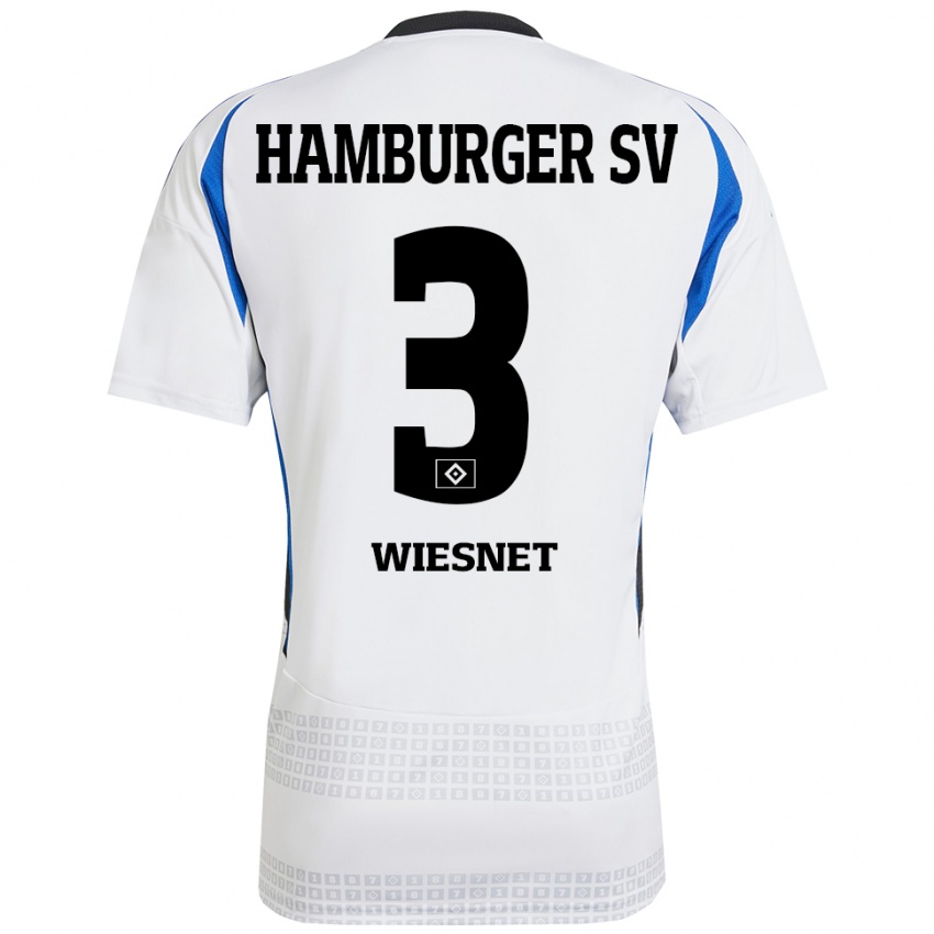 Dames Melvin Wiesnet #3 Wit Blauw Thuisshirt Thuistenue 2024/25 T-Shirt