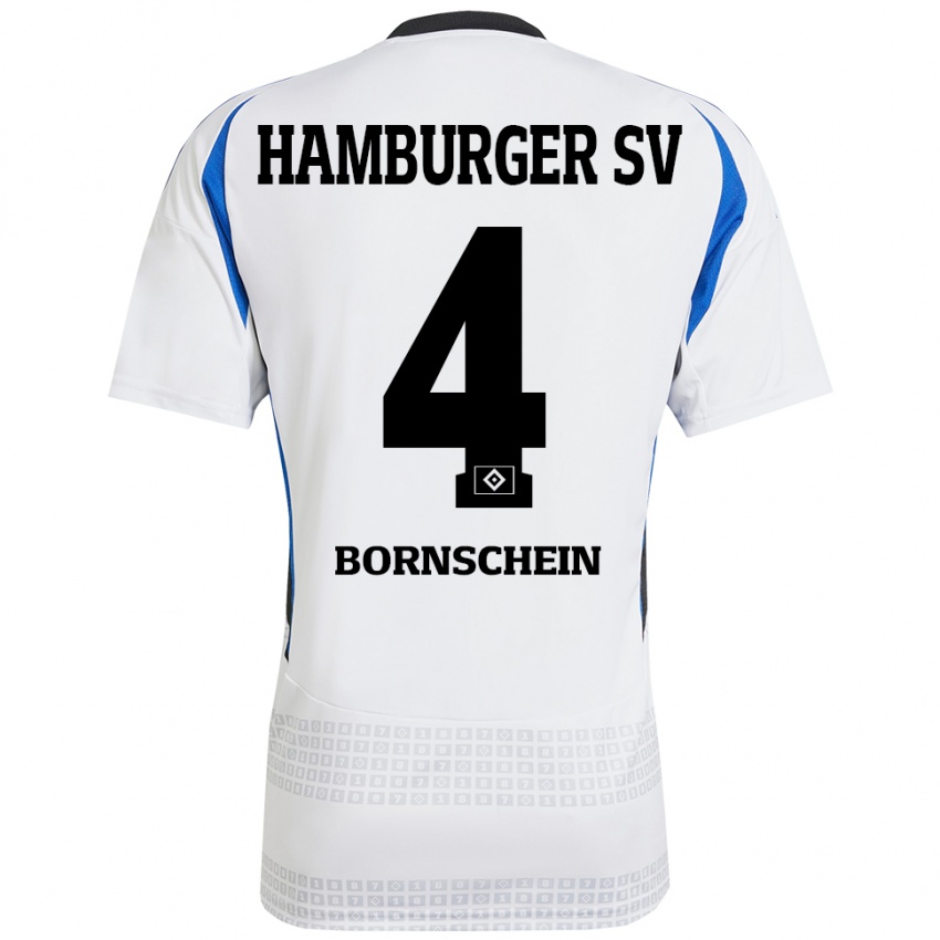 Dames Lukas Bornschein #4 Wit Blauw Thuisshirt Thuistenue 2024/25 T-Shirt