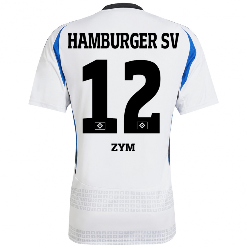 Dames Marcel Zym #12 Wit Blauw Thuisshirt Thuistenue 2024/25 T-Shirt