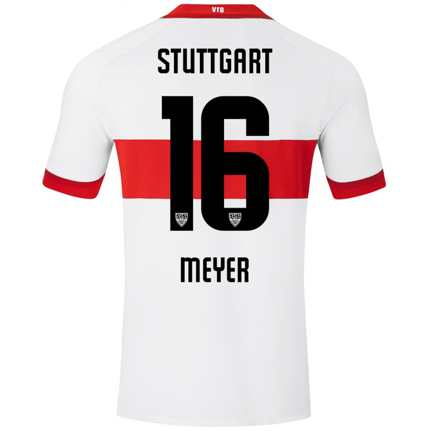 Dames Jordan Meyer #16 Wit Rood Thuisshirt Thuistenue 2024/25 T-Shirt