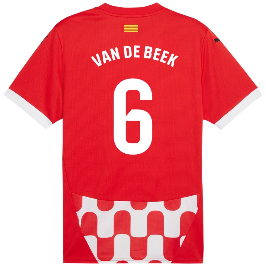 Dames Donny Van De Beek #6 Rood Wit Thuisshirt Thuistenue 2024/25 T-Shirt