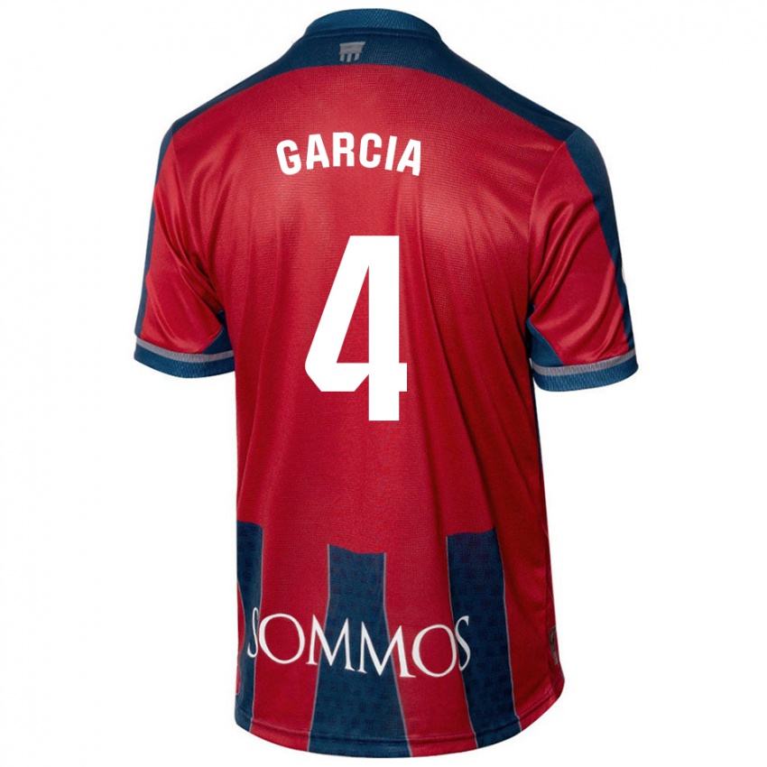 Dames Nacho García #4 Rood Blauw Thuisshirt Thuistenue 2024/25 T-Shirt