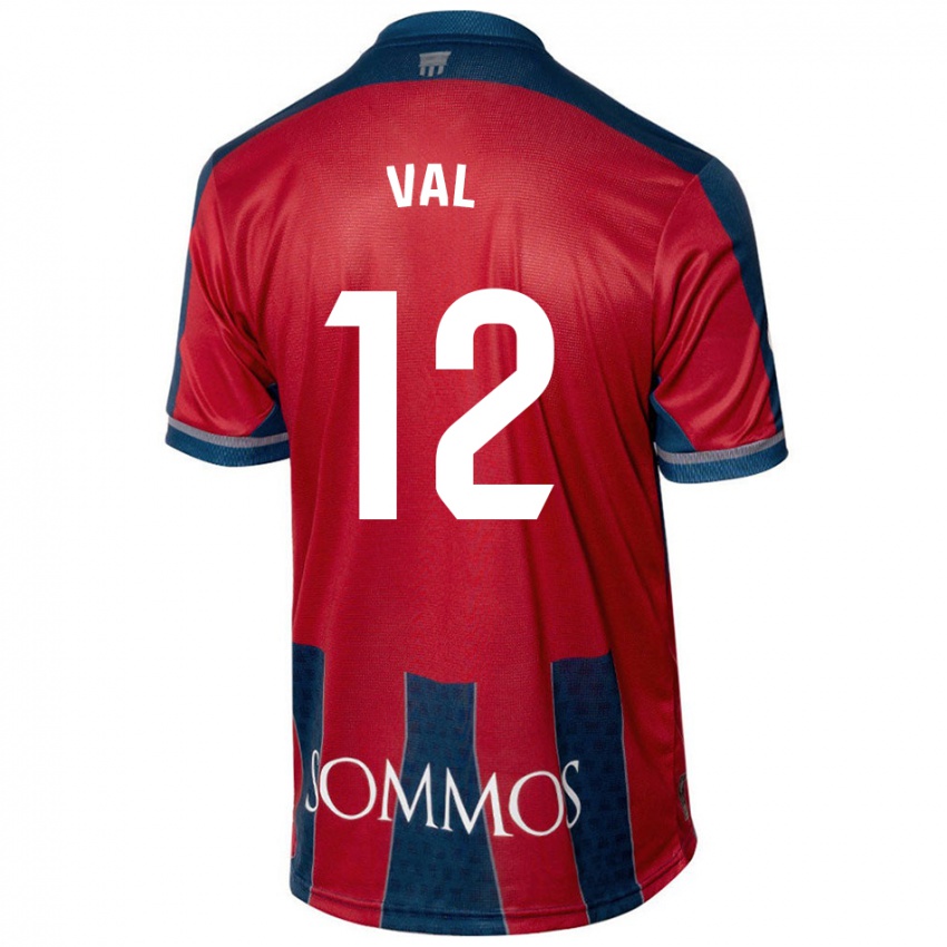 Dames Ángel Val #12 Rood Blauw Thuisshirt Thuistenue 2024/25 T-Shirt