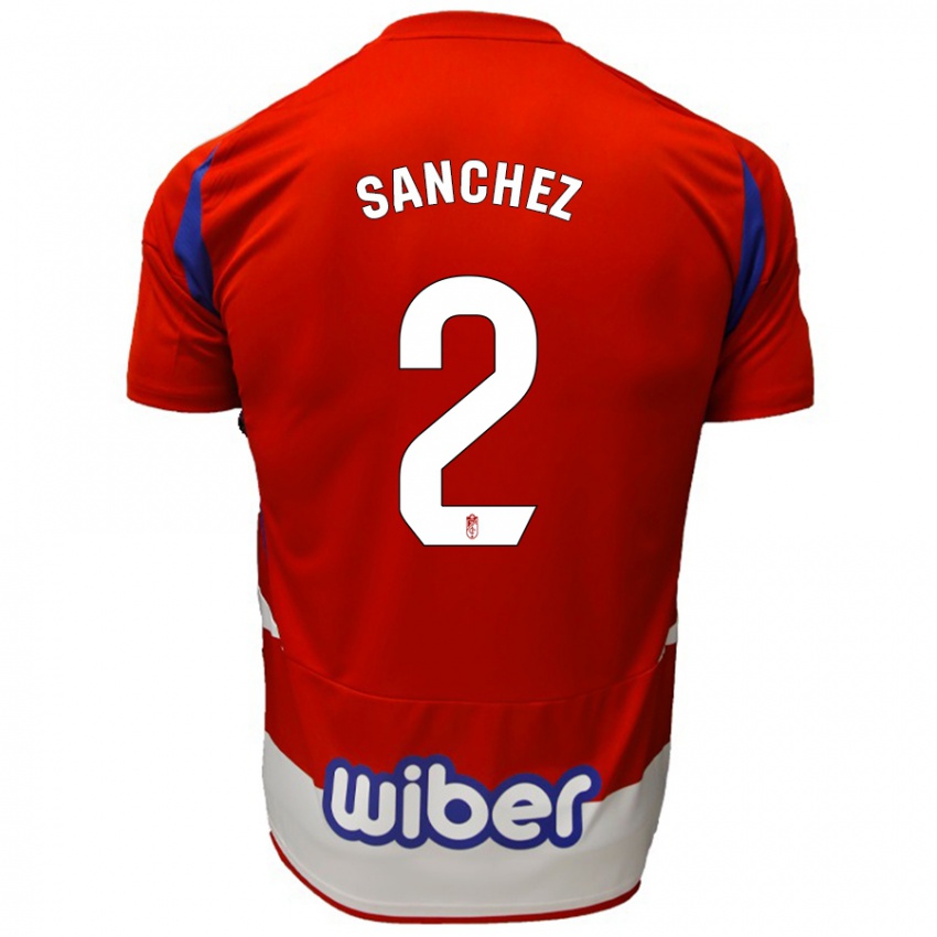 Dames Rubén Sánchez #2 Rood Wit Blauw Thuisshirt Thuistenue 2024/25 T-Shirt