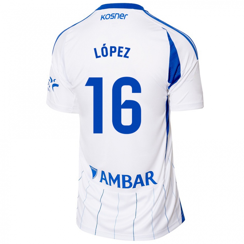 Dames Juan López #16 Rood Wit Thuisshirt Thuistenue 2024/25 T-Shirt