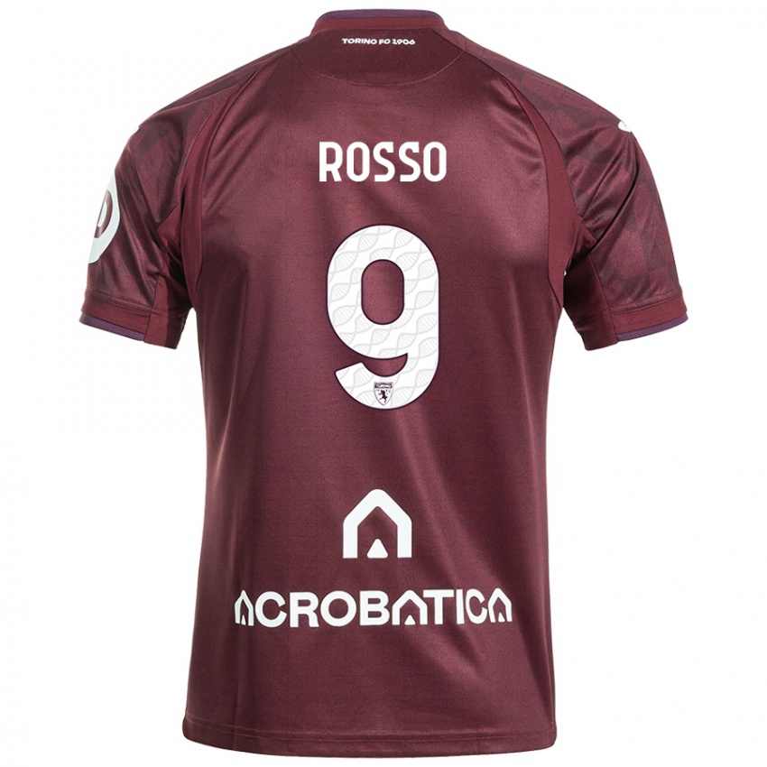 Dames Eleonora Rosso #9 Kastanjebruin Wit Thuisshirt Thuistenue 2024/25 T-Shirt