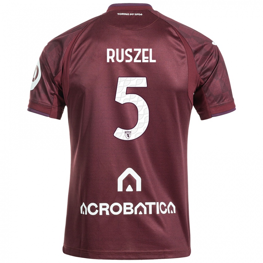 Dames Marcel Ruszel #5 Kastanjebruin Wit Thuisshirt Thuistenue 2024/25 T-Shirt