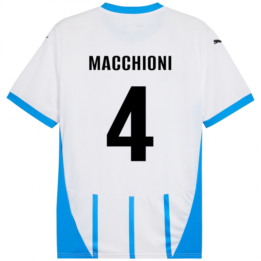 Dames Tommaso Macchioni #4 Wit Blauw Uitshirt Uittenue 2024/25 T-Shirt