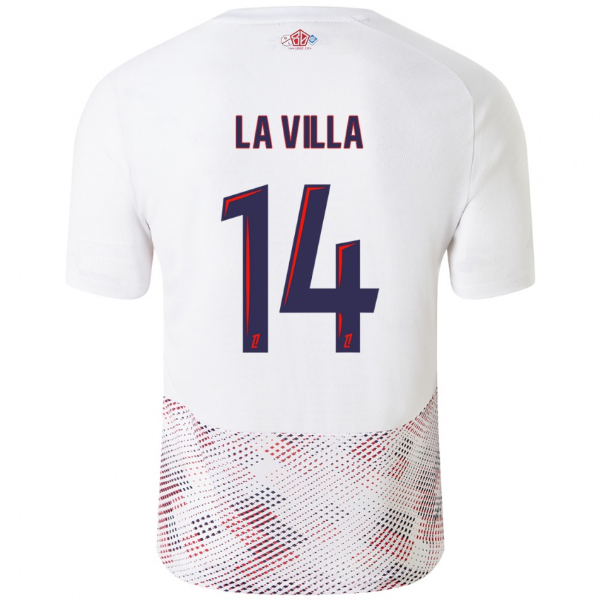 Dames Caroline La Villa #14 Wit Koningsblauw Uitshirt Uittenue 2024/25 T-Shirt