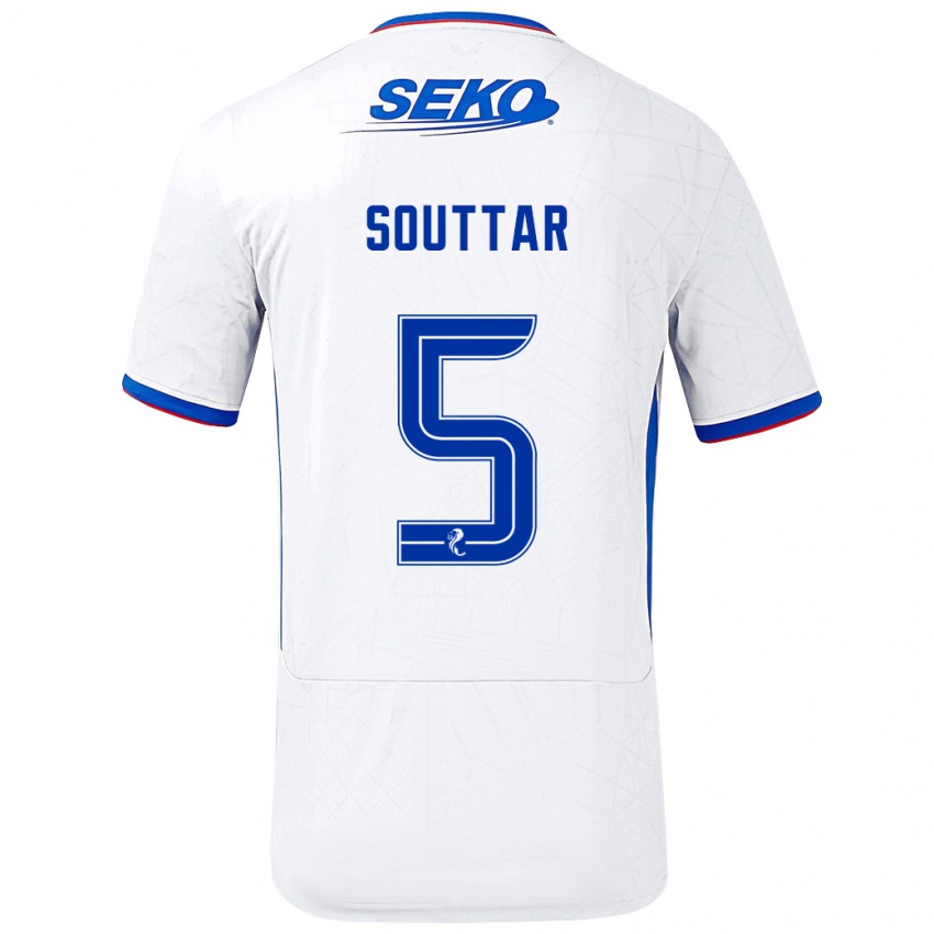 Dames John Souttar #5 Wit Blauw Uitshirt Uittenue 2024/25 T-Shirt