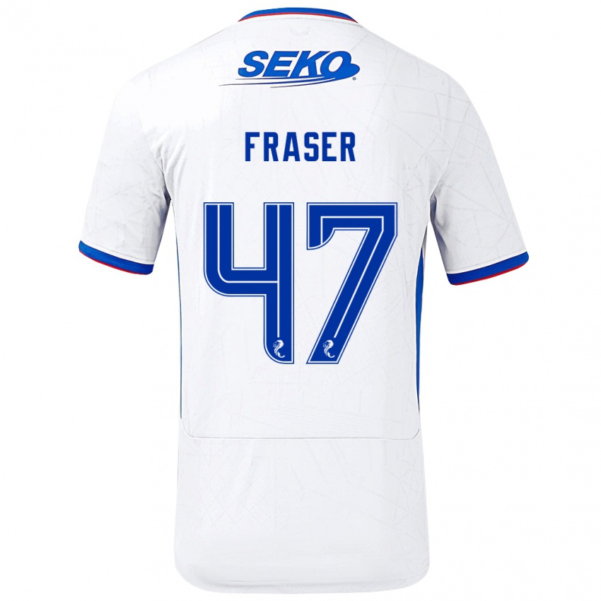 Dames Robbie Fraser #47 Wit Blauw Uitshirt Uittenue 2024/25 T-Shirt