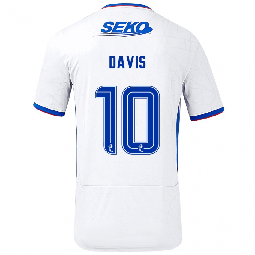 Dames Steven Davis #10 Wit Blauw Uitshirt Uittenue 2024/25 T-Shirt