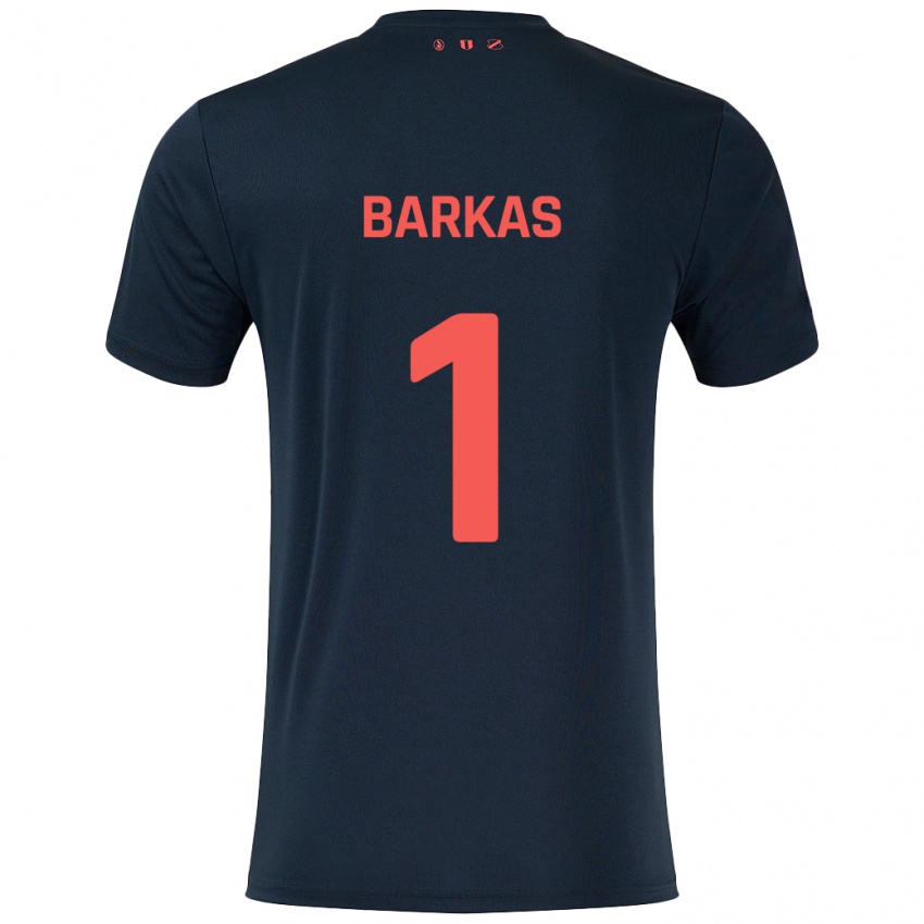 Dames Vasilios Barkas #1 Zwart Rood Uitshirt Uittenue 2024/25 T-Shirt