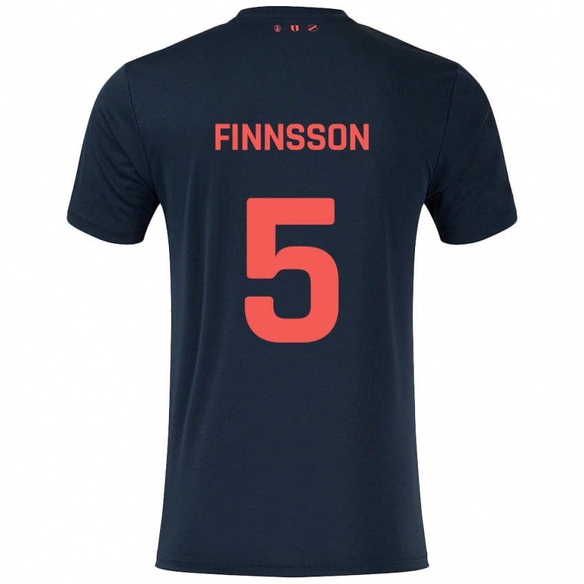 Dames Kolbeinn Finnsson #5 Zwart Rood Uitshirt Uittenue 2024/25 T-Shirt