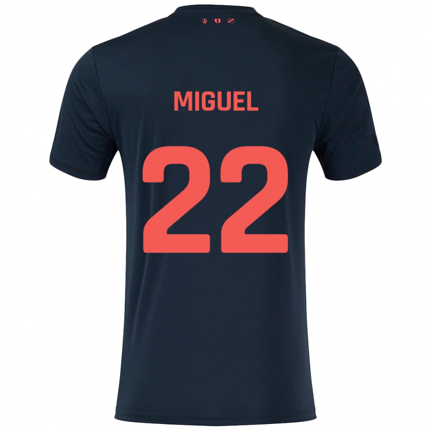 Dames Miguel Rodriguez #22 Zwart Rood Uitshirt Uittenue 2024/25 T-Shirt