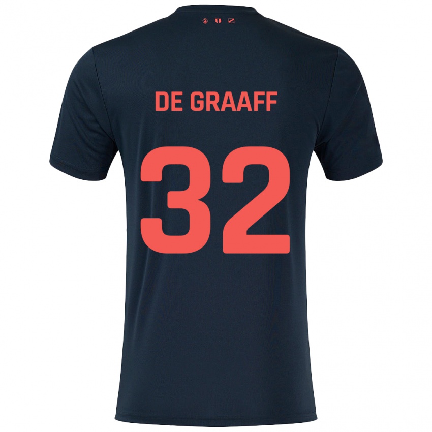 Dames Tom De Graaff #32 Zwart Rood Uitshirt Uittenue 2024/25 T-Shirt