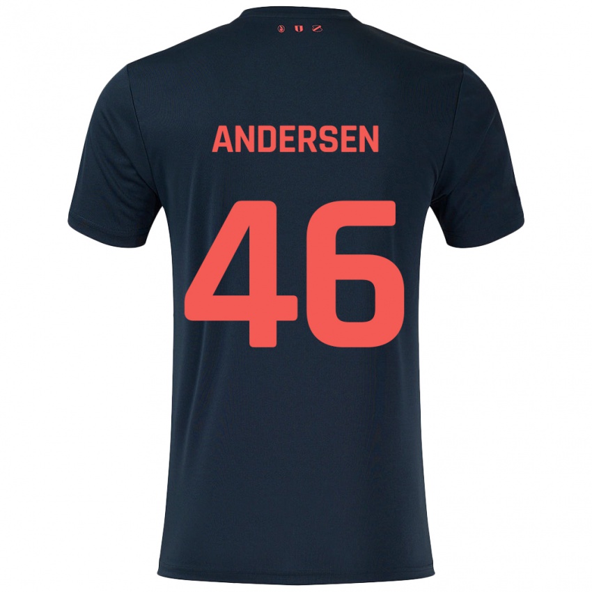 Dames Silas Andersen #46 Zwart Rood Uitshirt Uittenue 2024/25 T-Shirt