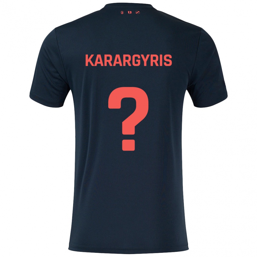 Dames Zois Karargyris #0 Zwart Rood Uitshirt Uittenue 2024/25 T-Shirt