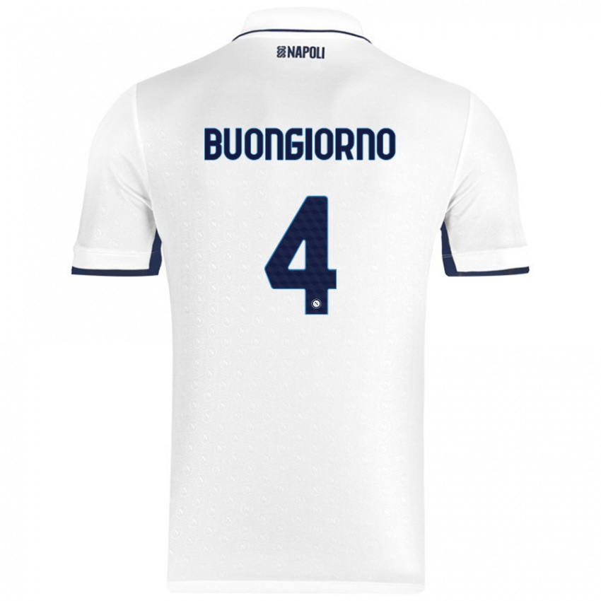 Dames Alessandro Buongiorno #4 Wit Koningsblauw Uitshirt Uittenue 2024/25 T-Shirt