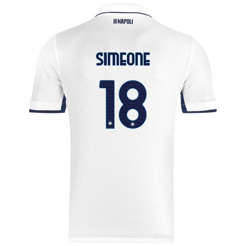 Dames Giovanni Simeone #18 Wit Koningsblauw Uitshirt Uittenue 2024/25 T-Shirt