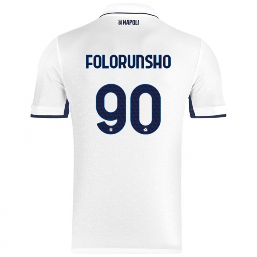 Dames Michael Folorunsho #90 Wit Koningsblauw Uitshirt Uittenue 2024/25 T-Shirt