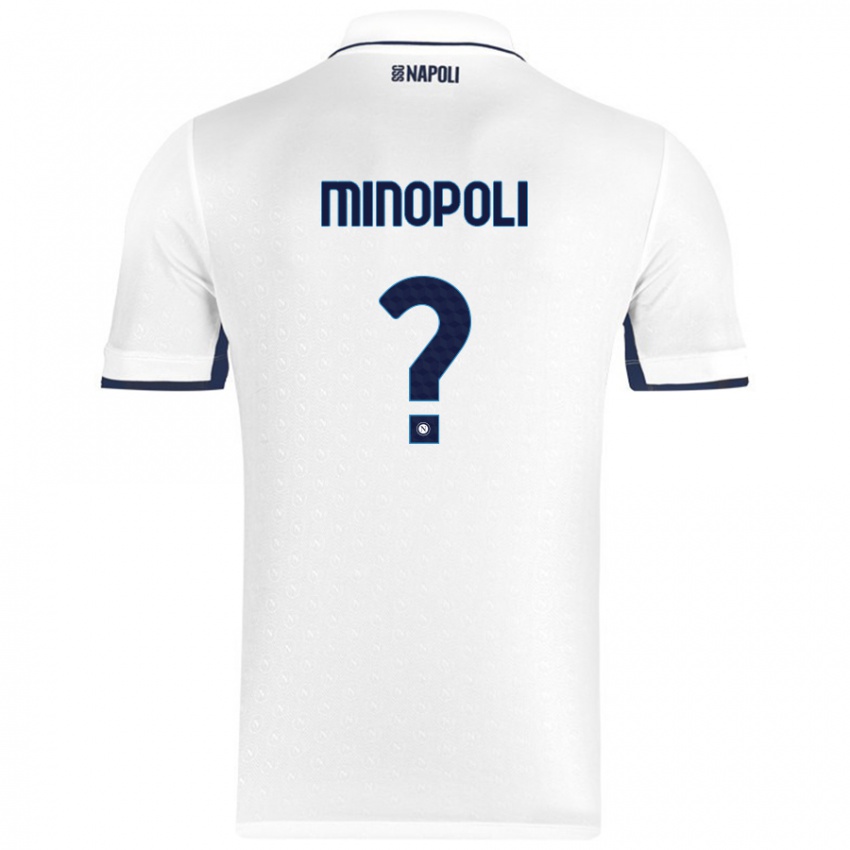 Dames Francesco Minopoli #0 Wit Koningsblauw Uitshirt Uittenue 2024/25 T-Shirt