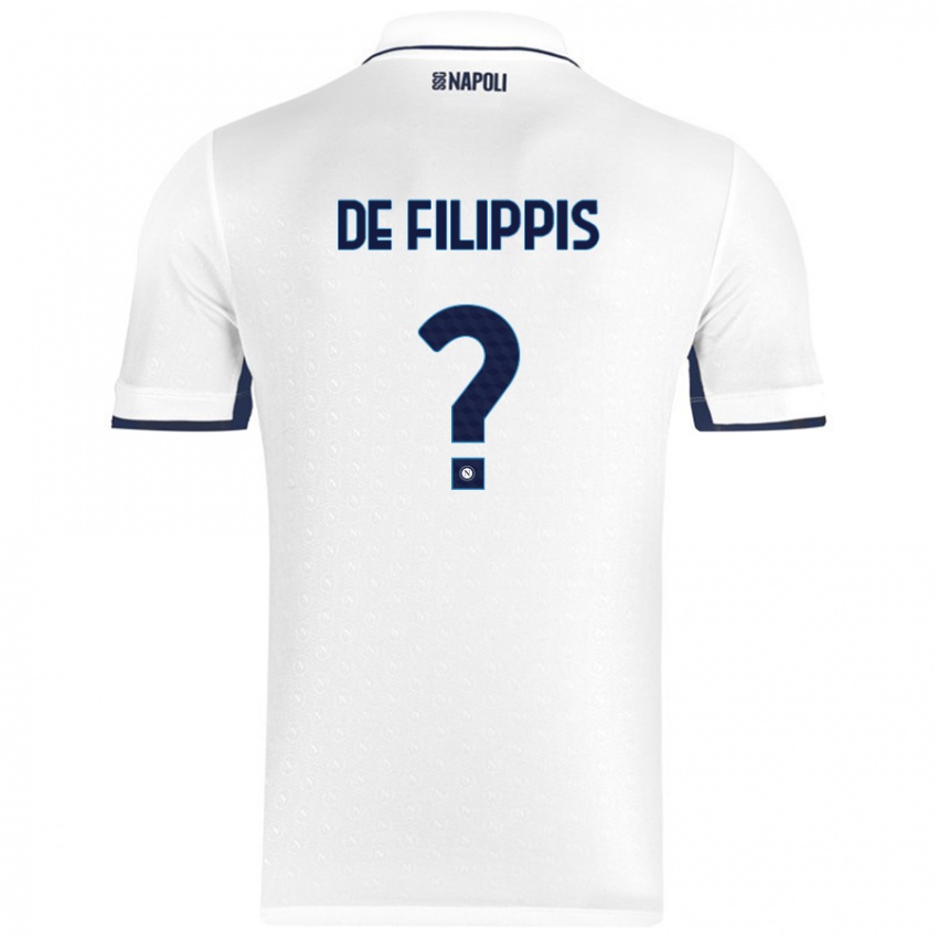 Dames Antonio De Filippis #0 Wit Koningsblauw Uitshirt Uittenue 2024/25 T-Shirt