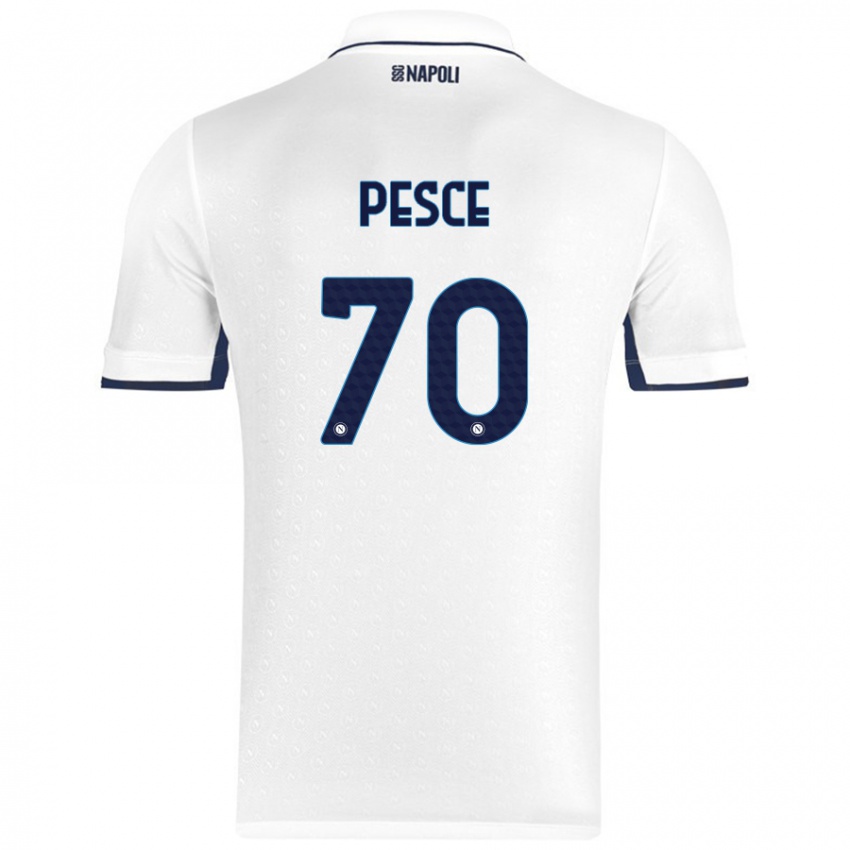 Dames Antonio Pesce #70 Wit Koningsblauw Uitshirt Uittenue 2024/25 T-Shirt