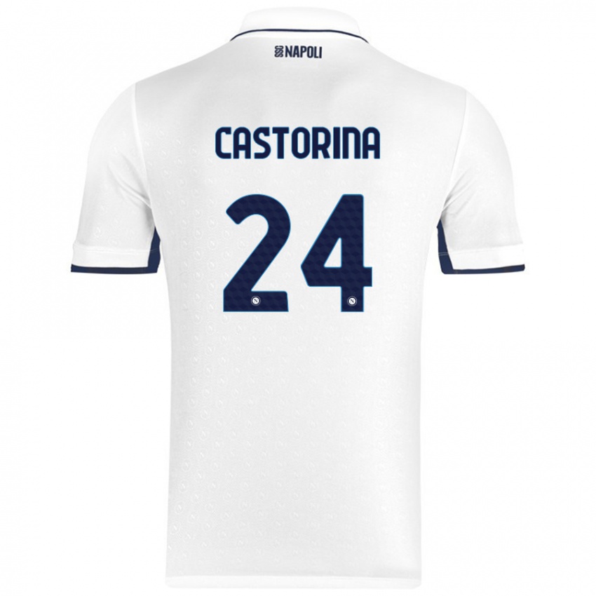 Dames Alessandro Castorina #24 Wit Koningsblauw Uitshirt Uittenue 2024/25 T-Shirt