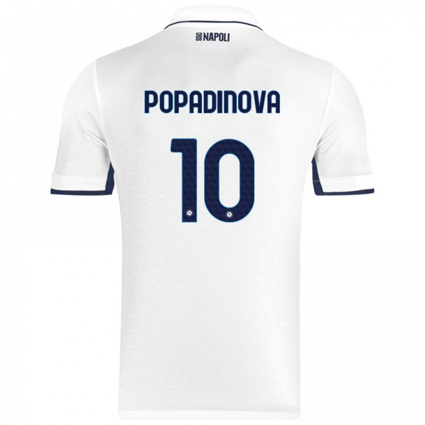 Dames Evdokiya Popadinova #10 Wit Koningsblauw Uitshirt Uittenue 2024/25 T-Shirt