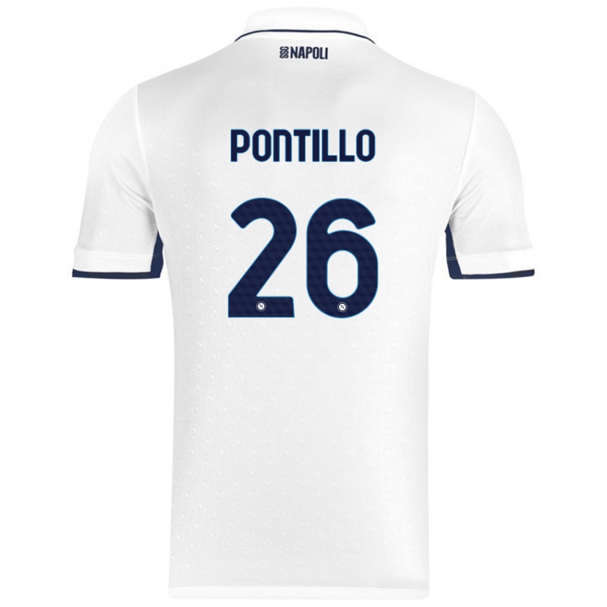 Dames Pasquale Pontillo #26 Wit Koningsblauw Uitshirt Uittenue 2024/25 T-Shirt