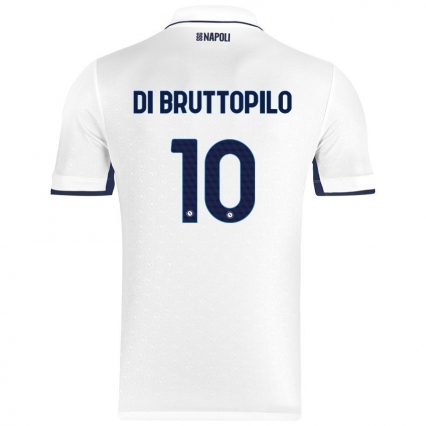 Dames Giuseppe Ambrosino Di Bruttopilo #10 Wit Koningsblauw Uitshirt Uittenue 2024/25 T-Shirt