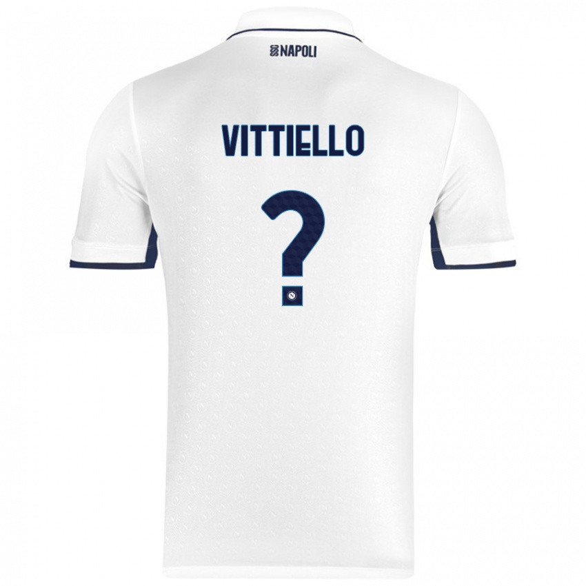 Dames Antonio Vittiello #0 Wit Koningsblauw Uitshirt Uittenue 2024/25 T-Shirt