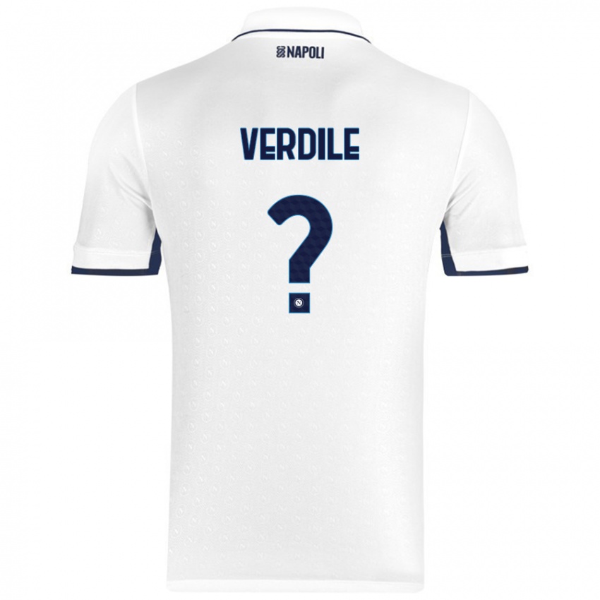 Dames Domenico Verdile #0 Wit Koningsblauw Uitshirt Uittenue 2024/25 T-Shirt