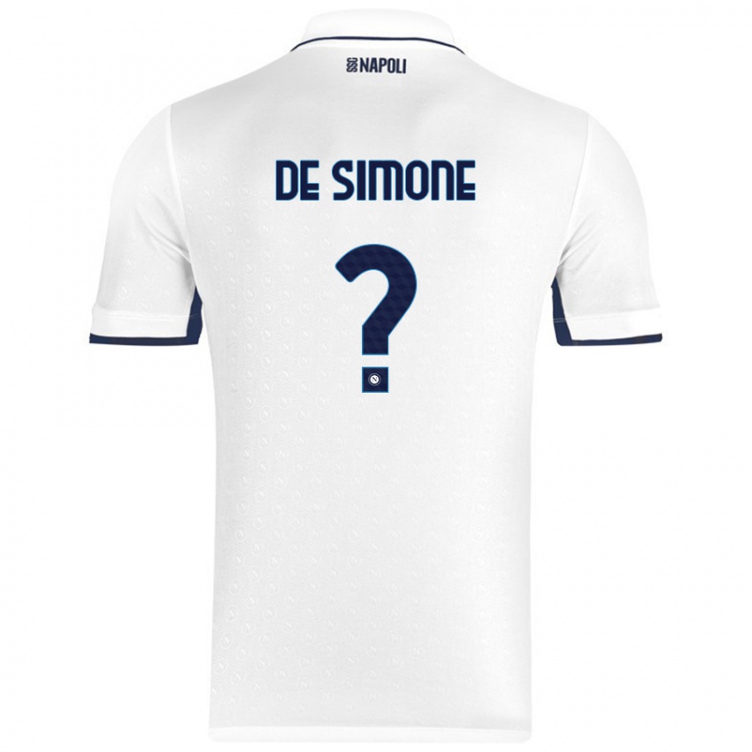 Dames Paolo De Simone #0 Wit Koningsblauw Uitshirt Uittenue 2024/25 T-Shirt