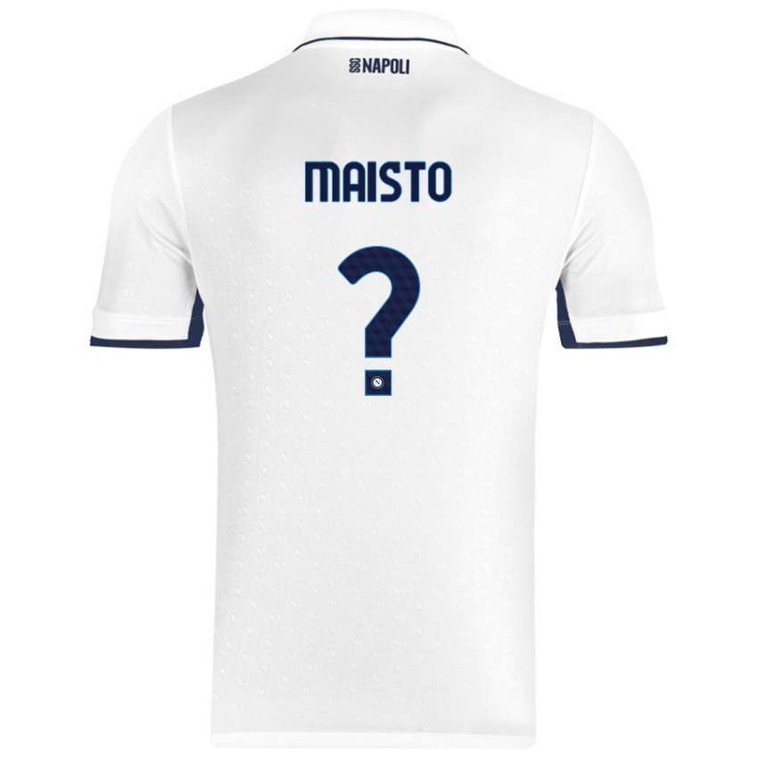 Dames Antonio Maisto #0 Wit Koningsblauw Uitshirt Uittenue 2024/25 T-Shirt