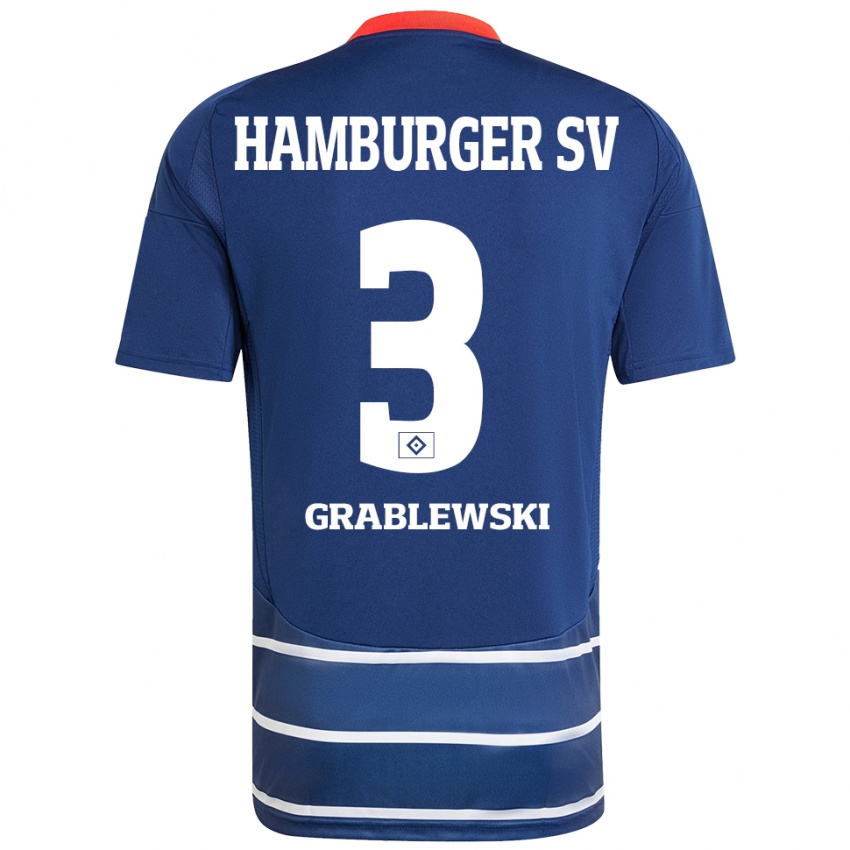 Dames Max Grablewski #3 Donkerblauw Uitshirt Uittenue 2024/25 T-Shirt