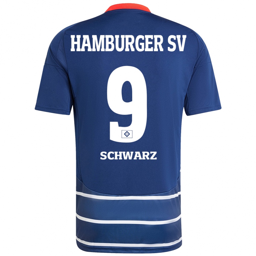 Dames Rafael Schwarz #9 Donkerblauw Uitshirt Uittenue 2024/25 T-Shirt