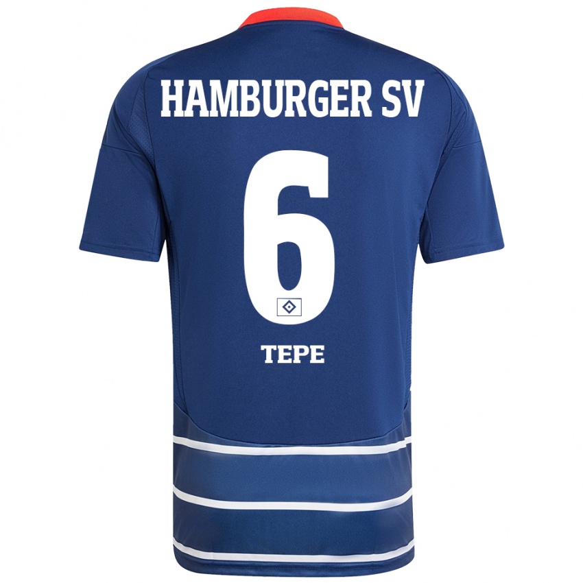 Dames Niklas Tepe #6 Donkerblauw Uitshirt Uittenue 2024/25 T-Shirt