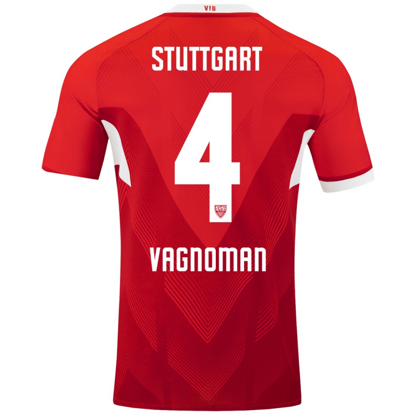 Dames Josha Vagnoman #4 Rood Wit Uitshirt Uittenue 2024/25 T-Shirt