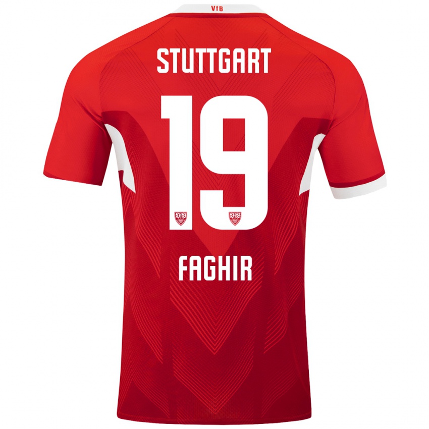 Dames Wahid Faghir #19 Rood Wit Uitshirt Uittenue 2024/25 T-Shirt