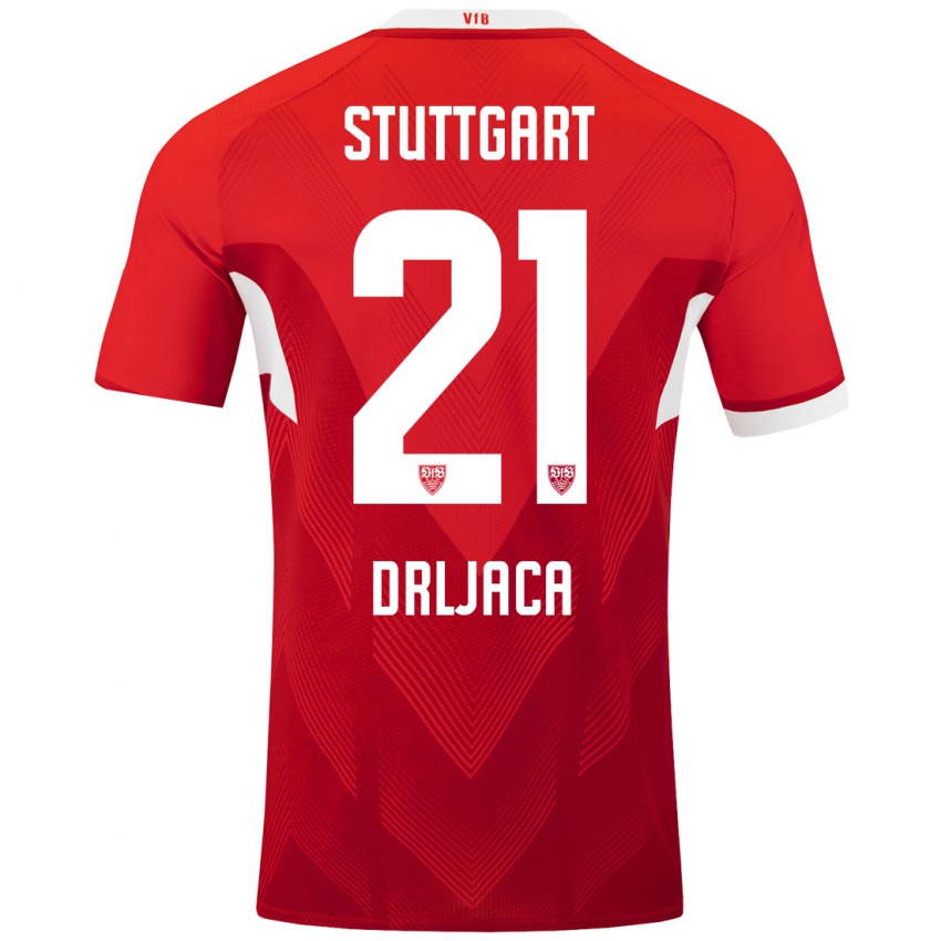 Dames Stefan Drljaca #21 Rood Wit Uitshirt Uittenue 2024/25 T-Shirt