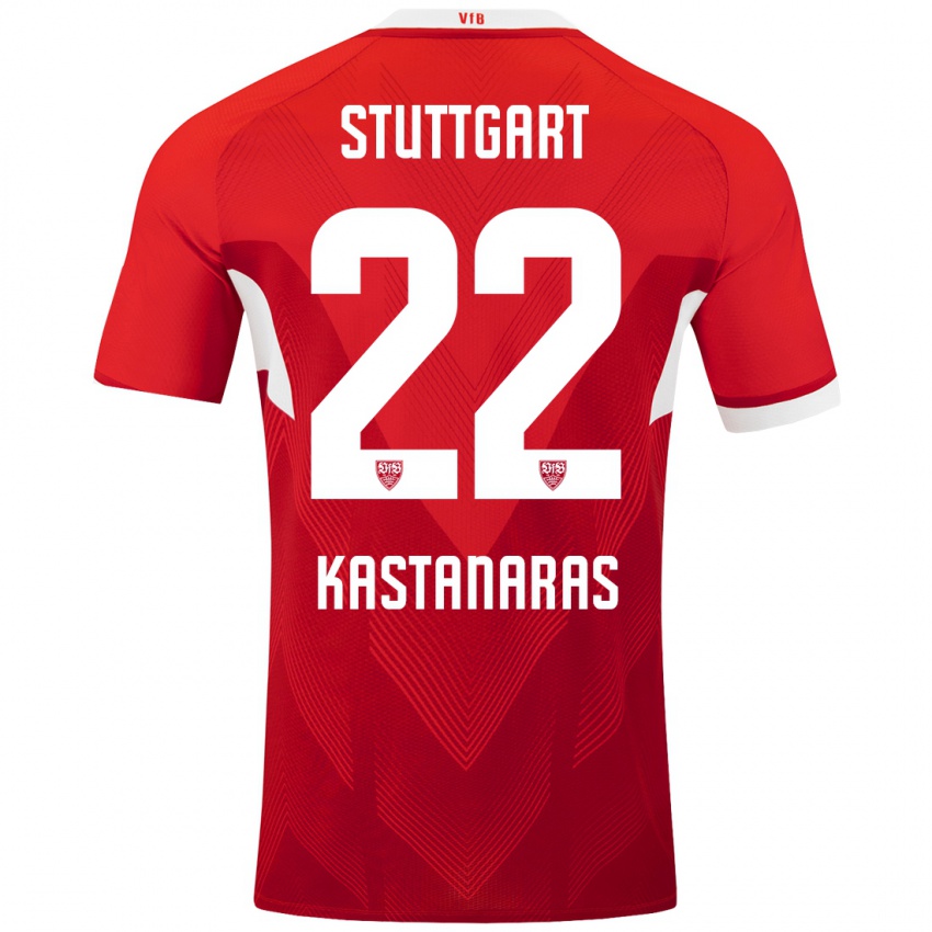 Dames Thomas Kastanaras #22 Rood Wit Uitshirt Uittenue 2024/25 T-Shirt