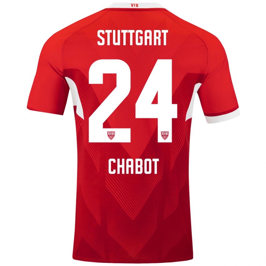 Dames Jeff Chabot #24 Rood Wit Uitshirt Uittenue 2024/25 T-Shirt