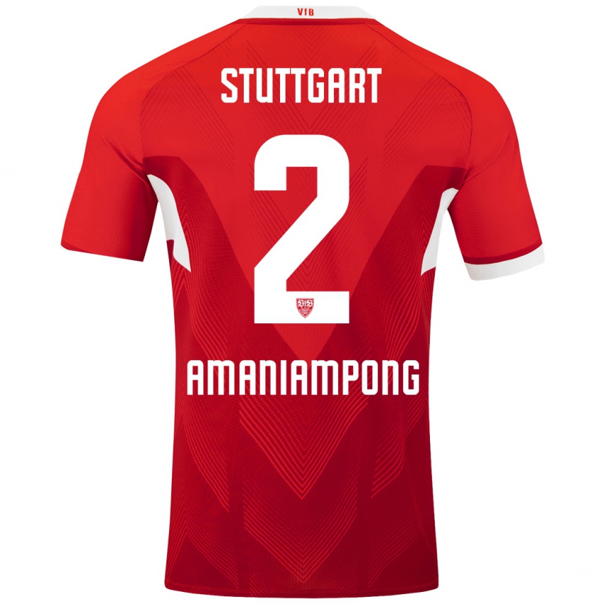 Dames Kaden Amaniampong #2 Rood Wit Uitshirt Uittenue 2024/25 T-Shirt