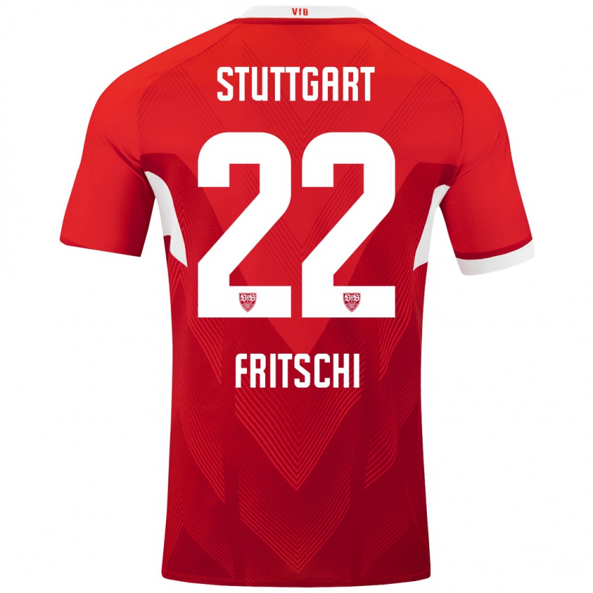 Dames Paulo Fritschi #22 Rood Wit Uitshirt Uittenue 2024/25 T-Shirt