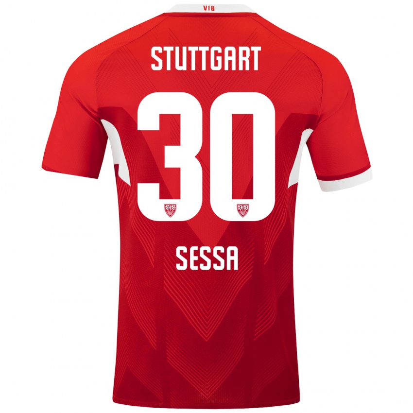 Dames Nicolas Sessa #30 Rood Wit Uitshirt Uittenue 2024/25 T-Shirt