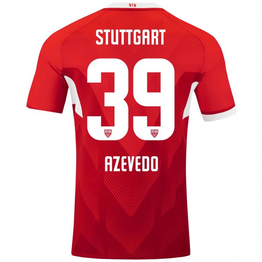 Dames Alexandre Azevedo #39 Rood Wit Uitshirt Uittenue 2024/25 T-Shirt