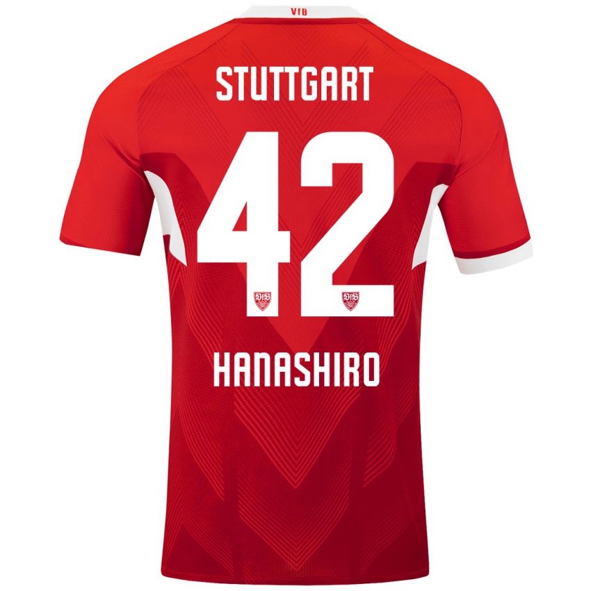 Dames Rinto Hanashiro #42 Rood Wit Uitshirt Uittenue 2024/25 T-Shirt